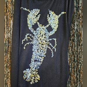 Old Navy Black Sequined Lobster Tank Top Size XL